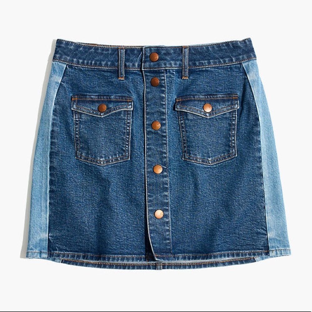 Madewell Stretch Denim Straight Mini Skirt: Pieced Edition - Picture 4 of 10